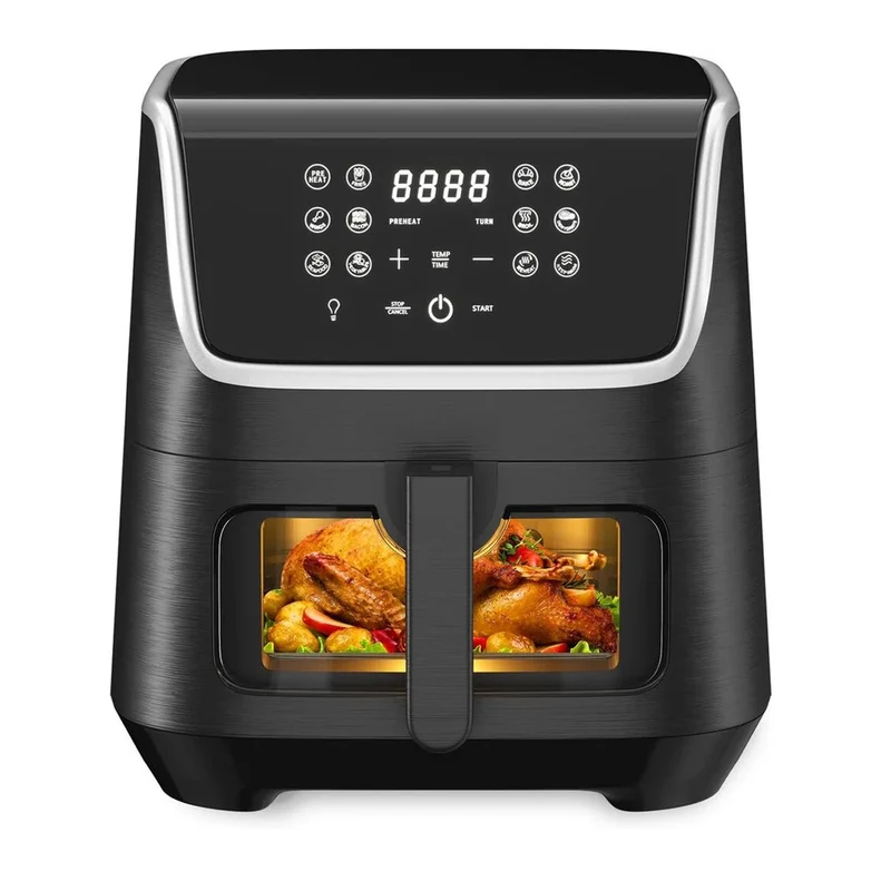 Scheffler Heißluftfritteuse XXL 5.5L, 1800W Airfryer mit Sichtfenster und LED-Touchscreen