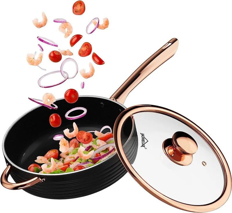 Keramik-beschichtete Bratpfanne 24/28 cm mit Deckel, induktionsgeeignet