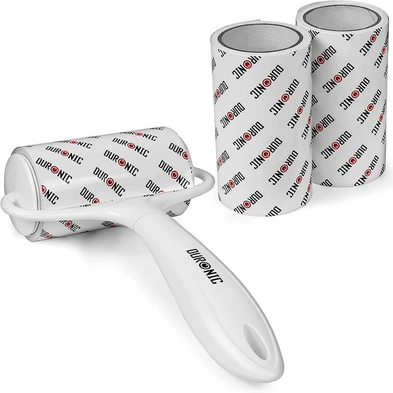 Duronic ROLL1X2 Fusselrolle | Tragbarer Fusselentferner | Kleiderrolle gegen Tierhaare | Mit ergonomischem Griff | Incl. 2 Kleberollen | Für Polstermöbel, Wäsche und Fellpflege geeignet