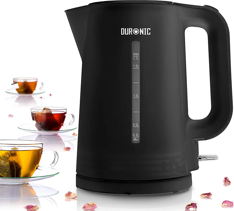 Duronic EK17 BK Electric Kettle | 1.7L | 2200W | Cordless Base | Auto Shut-Off | Black
