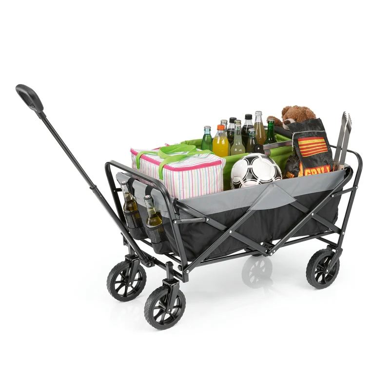 Bollerwagen - faltbar - schwarz/grau