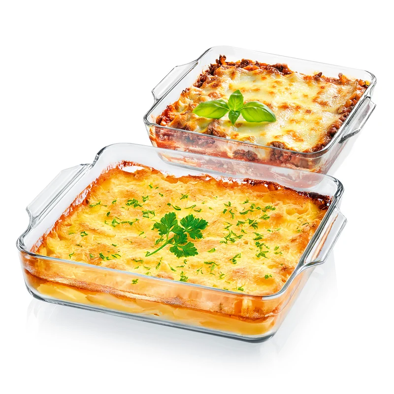 Glas-Auflaufform für Heißluftfritteuse & Backofen - 2er-Set - 800 ml & 1500 ml