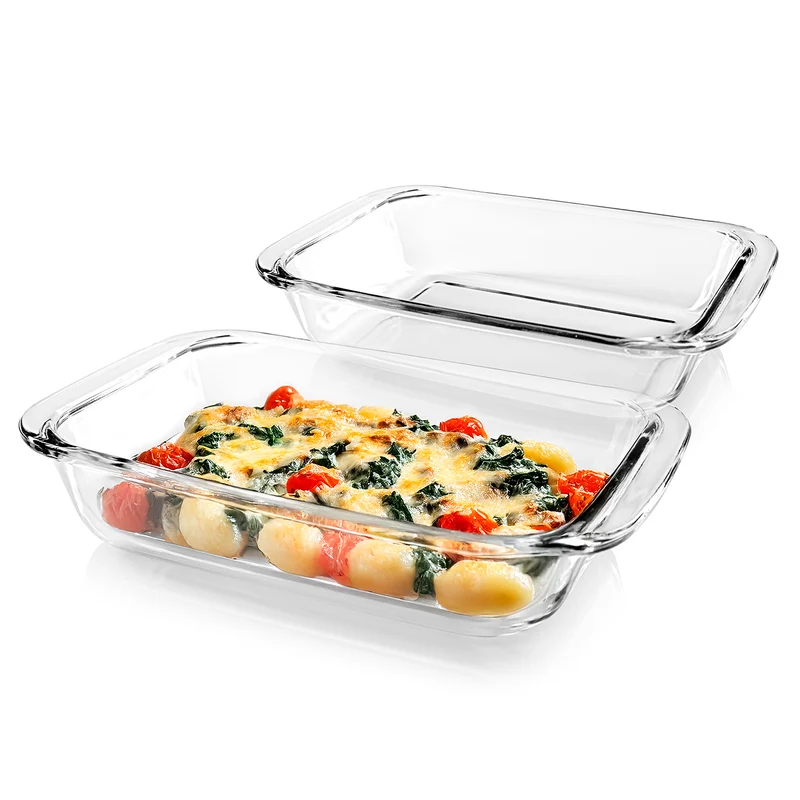 Glas-Auflaufform für Heißluftfritteuse & Backofen - 2er-Set à 800 ml