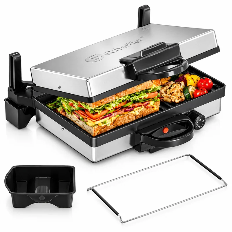 2000W Elektrogrill Kontaktgrill 3 in 1 Multigrill, 2000 Watt Elektrischer Optigrill