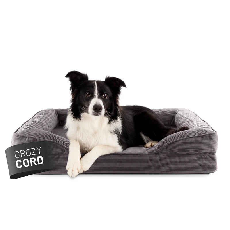 Komfort-Hundebett aus der LUMALAND Cord-Reihe - Gr. M - 90 x 65 cm - Grau