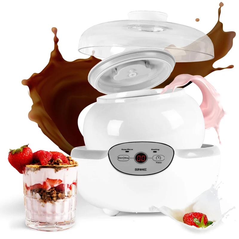 Duronic YM1 Yogurt Maker | 1500ml Ceramic Pot | 24-Hour Timer | 38°C Warming Function
