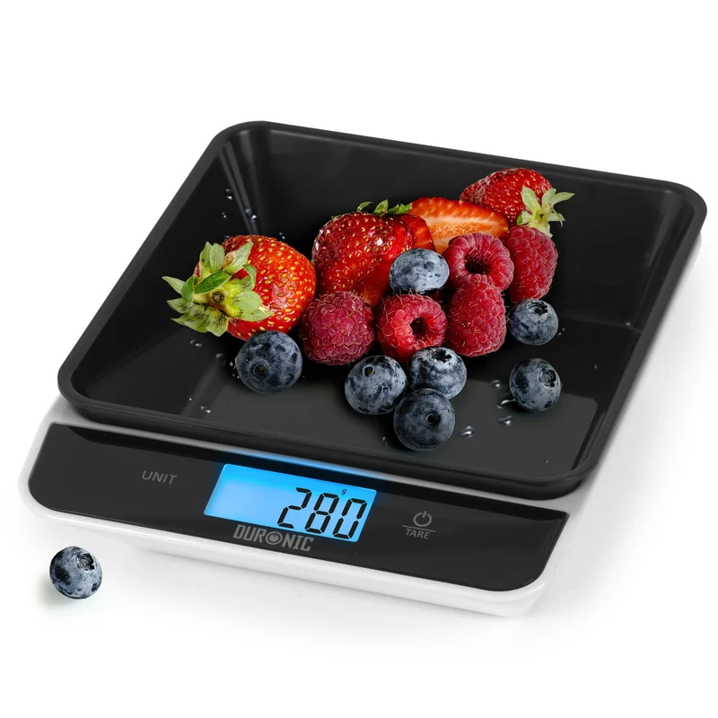 Duronic KS100 BK Küchenwaage | 5 kg mit 1,2 L abnehmbarer Schüssel | 1 g Präzision | Tara- und Hold-Funktion
