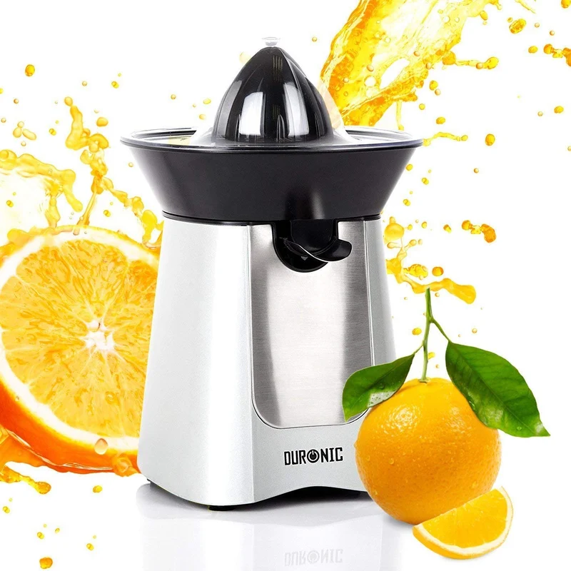 Duronic JE6 SR Saftpresse 100W | Zitruspresse mit 2 Kegeln | Hohe Saftgewinnung | Edelstahl mit Sieb