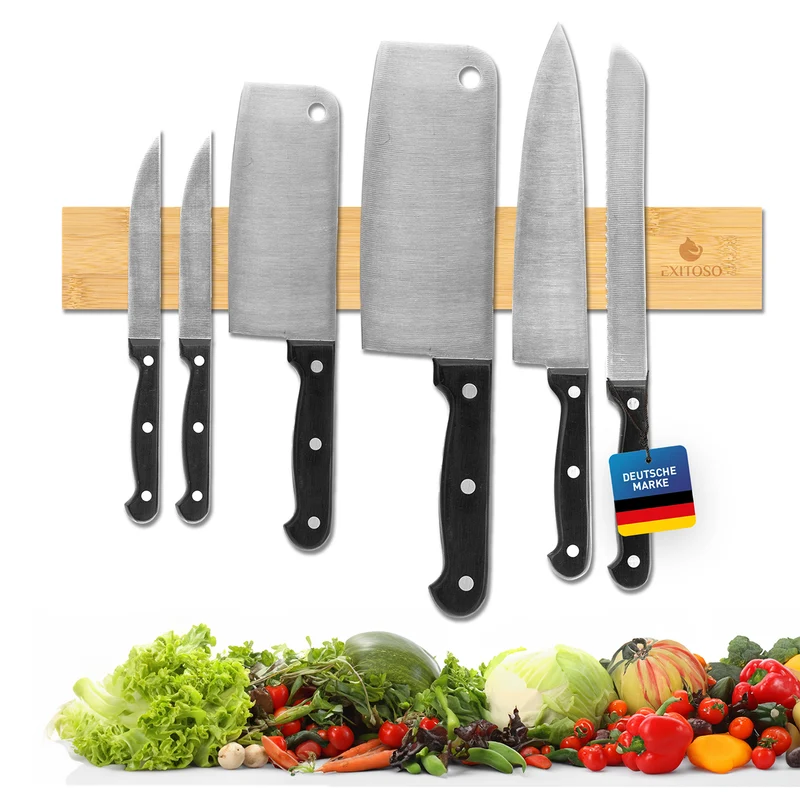 Messer-Magnetleiste selbstklebend - Bambus - 40 cm