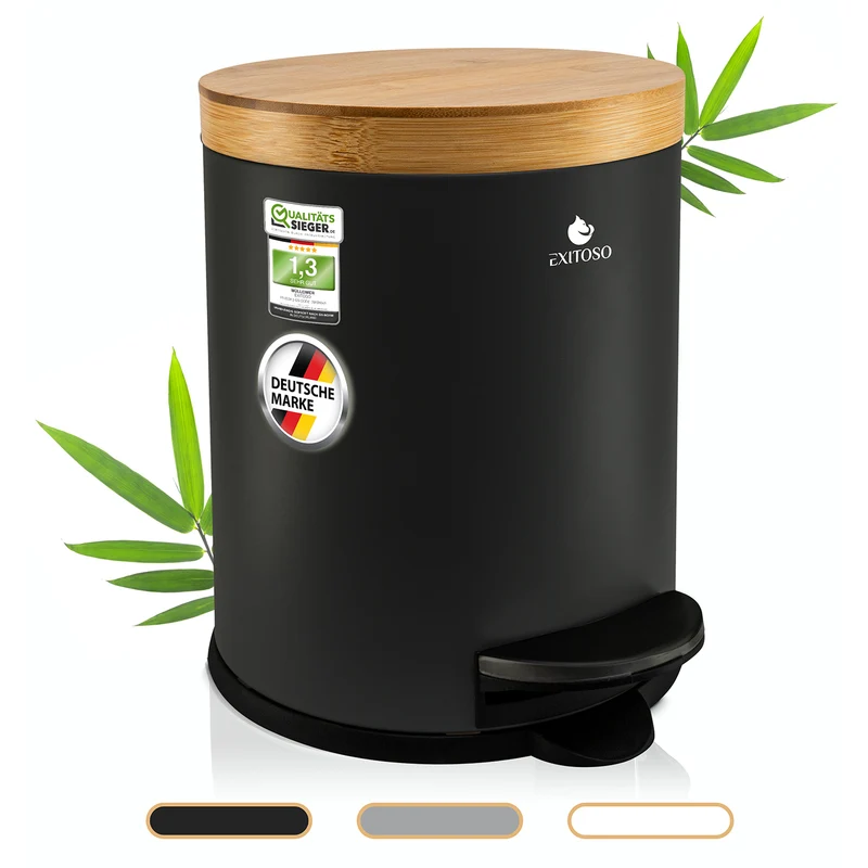Tretmülleimer mit Softclose-Deckel - 5 l - Schwarz