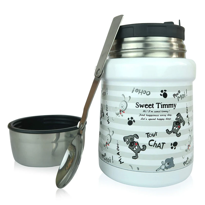 Thermobehälter - 450 ml - Edelstahl - Hunde/Grau