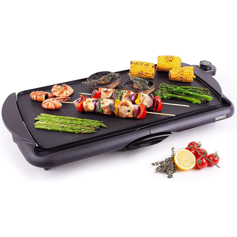 Duronic GP20 elektrischer Tischgrill 2000W | Plancha Teppanyaki Grill, 52 x 27 cm, Antihaft-Oberfläche, stufenlose Temperaturregelung