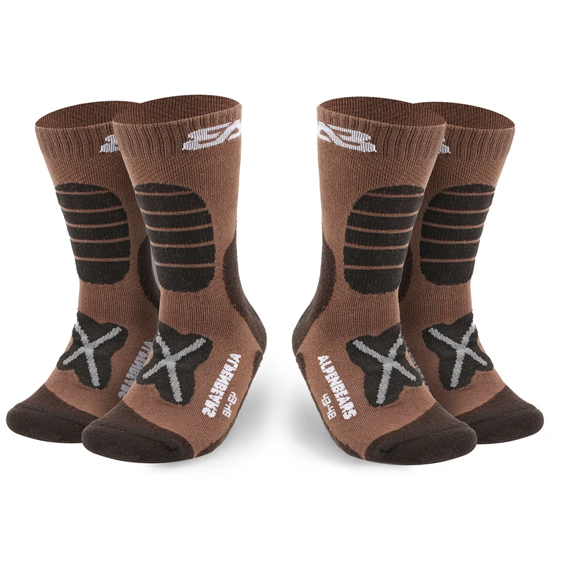 Wandersocken Merino Wolle - 2er-Set - Braun - Größe 43-48