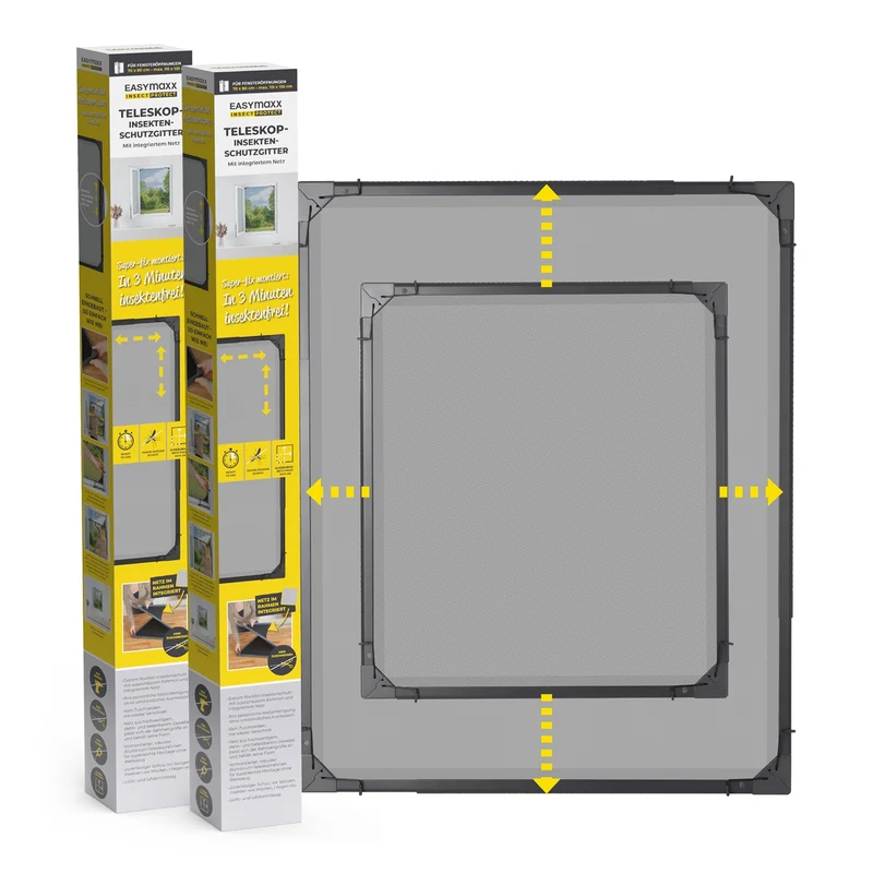 Teleskop-Insektenschutzgitter mit integriertem Netz - 2er-Set - anthrazit