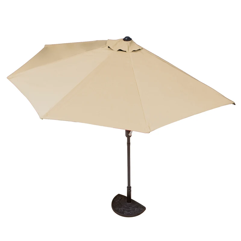 Sonnenschirm mit UV-Schutz und Fuß - halbrund 270x140 cm - beige